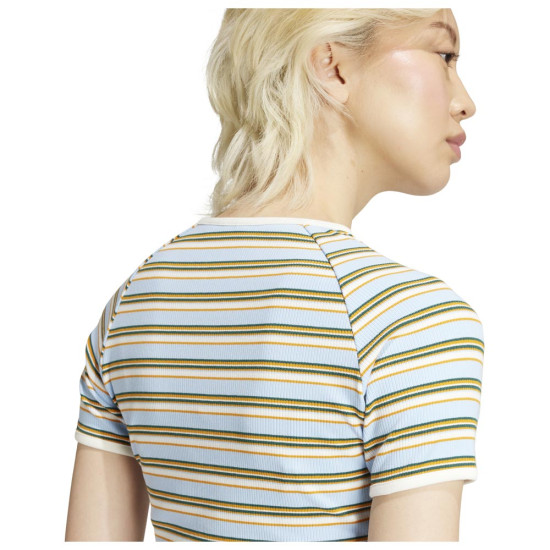 Adidas Γυναικεία κοντομάνικη μπλούζα '80s Rib Stripe Baby Tee